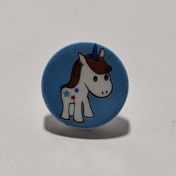 blue none - Blue Unicorn Plastic Button - 14mm / 9/16" - Dill Buttons