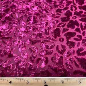 9&quot;x20&quot; Raspberry Pink Floral Burnout Silk Velvet Fabric - Remnant Sale