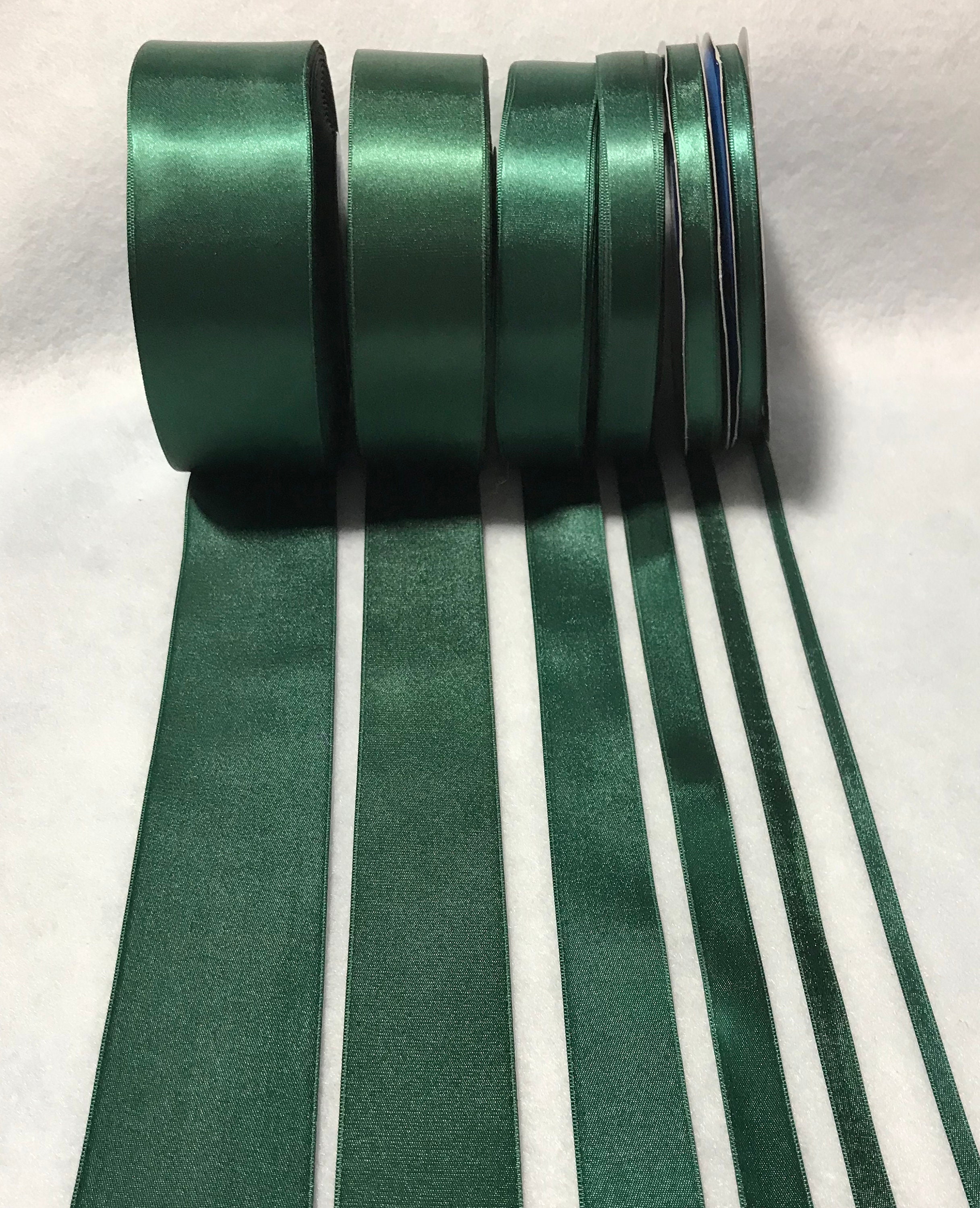 Green and cream ribbon fabric 63mm x 20m