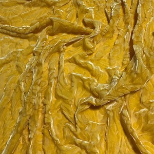 GOLDEN YELLOW Floral Burnout Hand Dyed Silk Velvet Fabric
