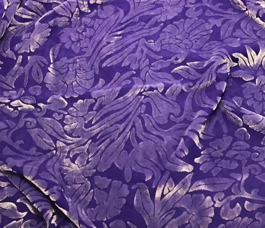 IRIS PURPLE Floral Burnout Hand Dyed Silk Velvet Fabric - Etsy