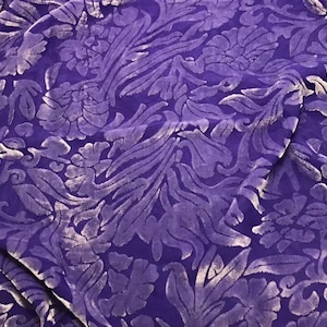 IRIS PURPLE Floral Burnout Hand Dyed Silk Velvet Fabric