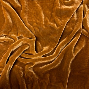 ORANGE RUST Hand Dyed Silk Velvet Fabric