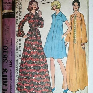 1973 McCalls Mumu Housedress. Pattern #3810 Size: Medium Bust 34-36