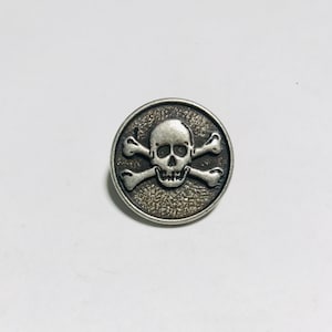 Gunmetal Skull & Crossbones Metal Button - 20mm / 3/4&quot; - Dill Buttons Brand - set of 2 buttons