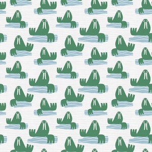 Walruses on White - Animal Kingdom - by Jessica Nielsen for Paintbrush Studio 100% Cotton Fabric