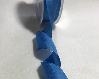 Sapphire Blue 25mm/1" Pure Silk Ribbon - Made in France