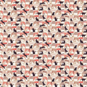 Sombreros para gatos - Window Cats Peach - Paintbrush Studio Cotton Fabrics