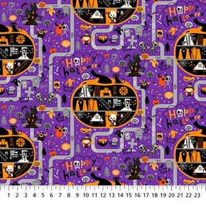 Nightfall Halloween Town - Ghoultide Gathering- by Patrick Lose for Northcott Cotton Fabric