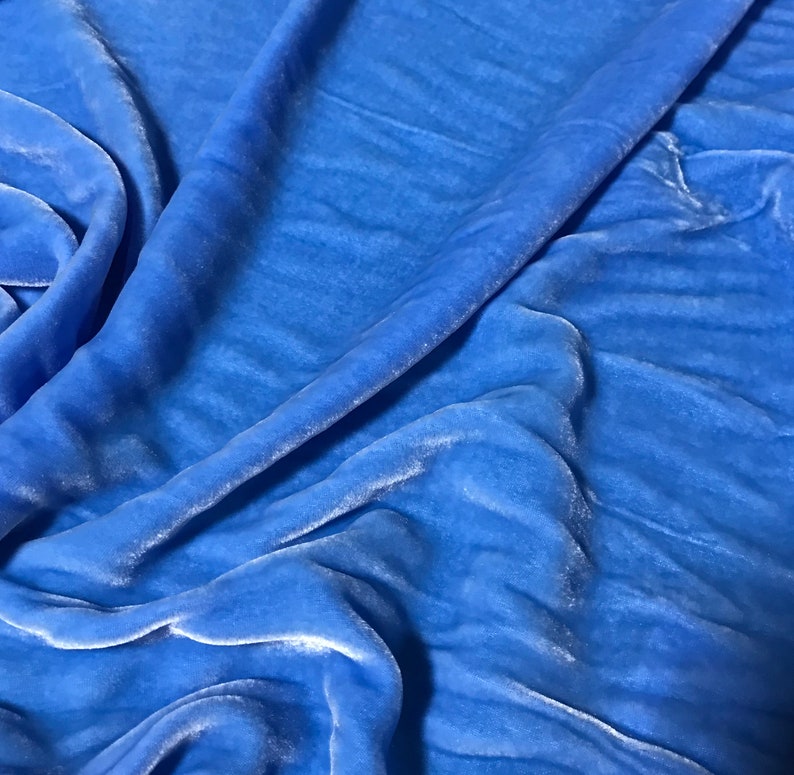 CORNFLOWER BLUE Hand Dyed Silk Velvet Fabric Etsy