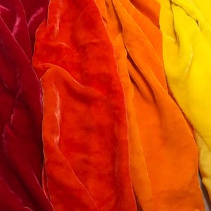 Bright Autumn Sample Set - Hand Dyed Silk Velvet Fabric - 1/4 Yard x 45" Each