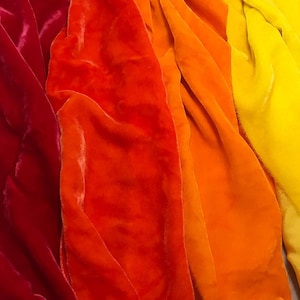 Bright Autumn Sample Set - Hand Dyed Silk Velvet Fabric - 1/4 Yard x 45&quot; Each