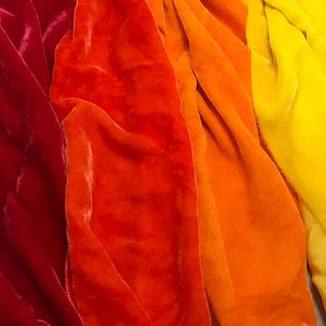 Bright Autumn Sample Set - Hand Dyed Silk Velvet Fabric - 1/4 Yard x 45" Each