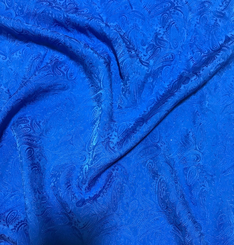 Hand Dyed Periwinkle Blue PAISLEY Silk Jacquard Fabric Etsy