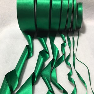 Emerald Green Double Sided Satin Ribbon Made in France 7 Widths to choose from image 2