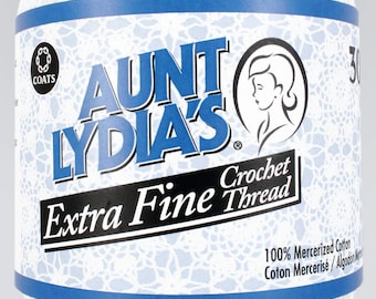 Hilo de algodón para crochet de la tía Lydia, tamaño 30, extrafino, blanco (181-201), 500 yardas