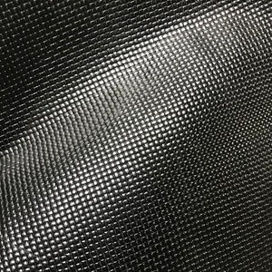 May include: Black textured fabric with a subtle grid pattern. The fabric has a slight sheen and a smooth, almost rubbery feel.
