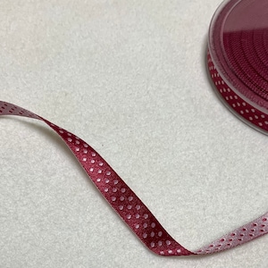 Magenta & White Reversible Polka Dot Jacquard Ribbon Trim Made in France 3/8&quot; wide