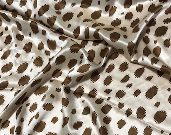 1/4 yard Brown Jaguar Spots - Silk Charmeuse - Remnant Sale