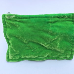 Bright Green Hand Dyed Silk Velvet Zipper Pouch