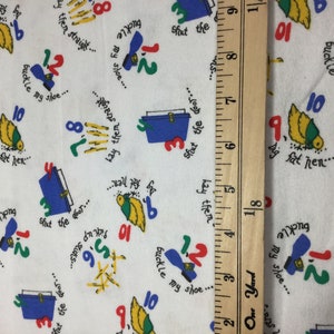 One Two Buckle My Shoe Nursery Rhyme Cotton Flannel Fabric - Etsy