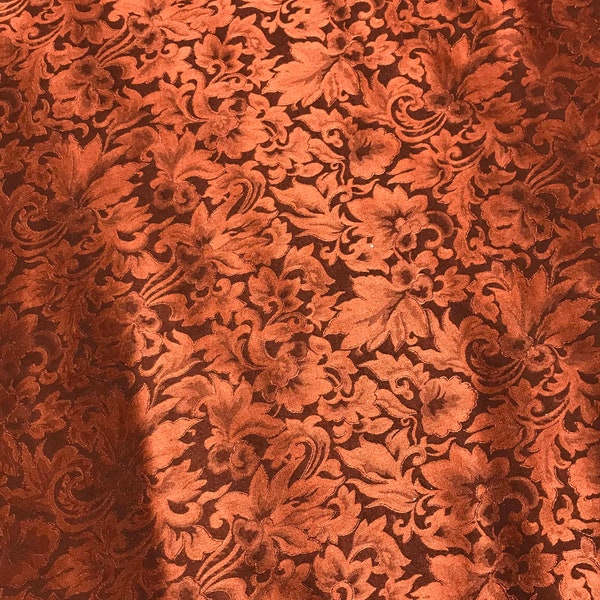 Parchemin baroque rouille - Tissu Jacquard de soie