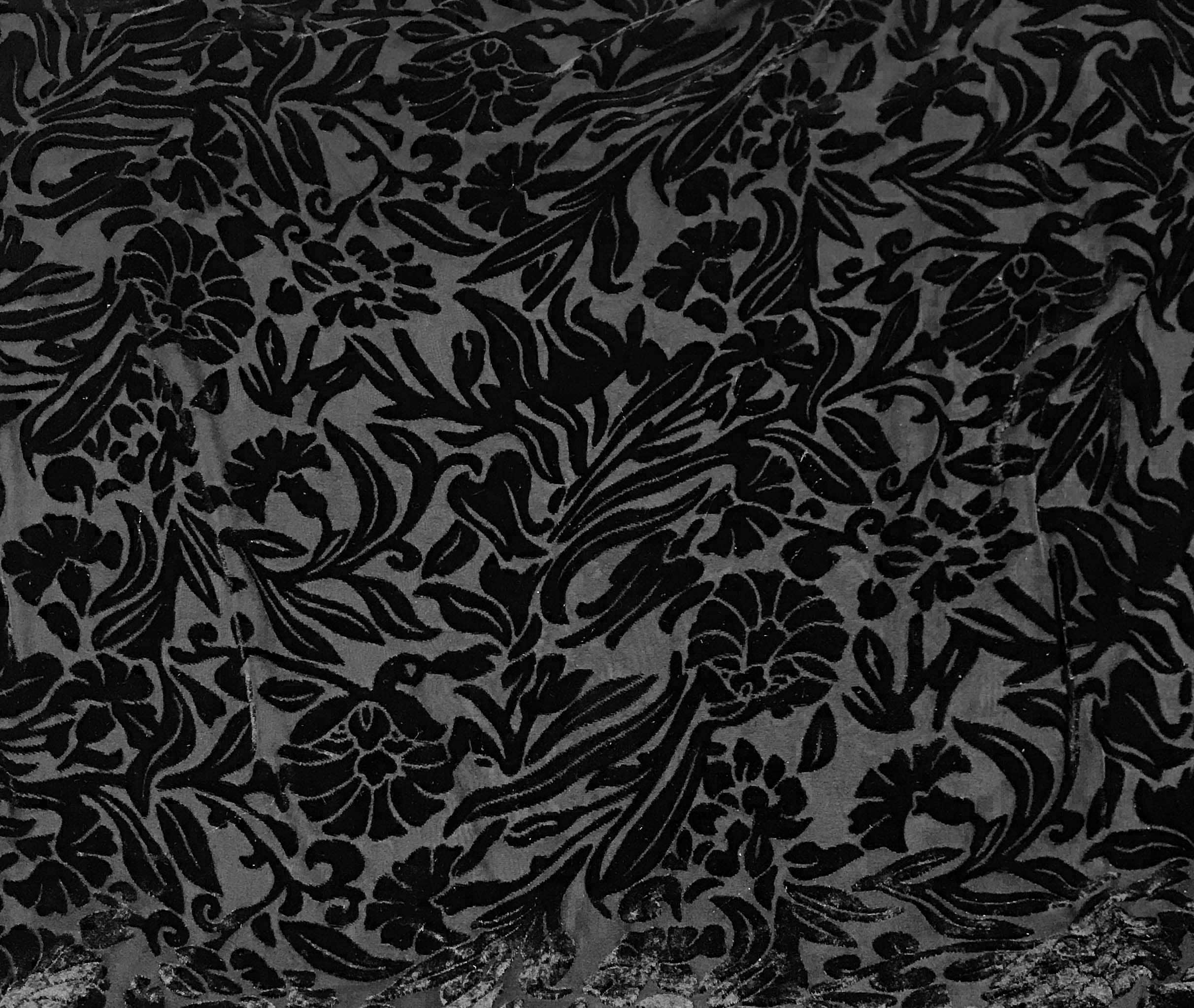 Black FLORAL Burnout Silk Velvet Fabric -  Canada