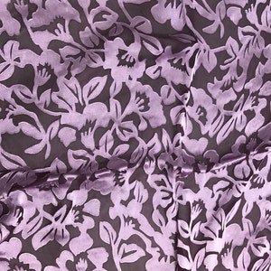 Burnout Devore Satin - Maroon Hand Dyed Floral Fabric