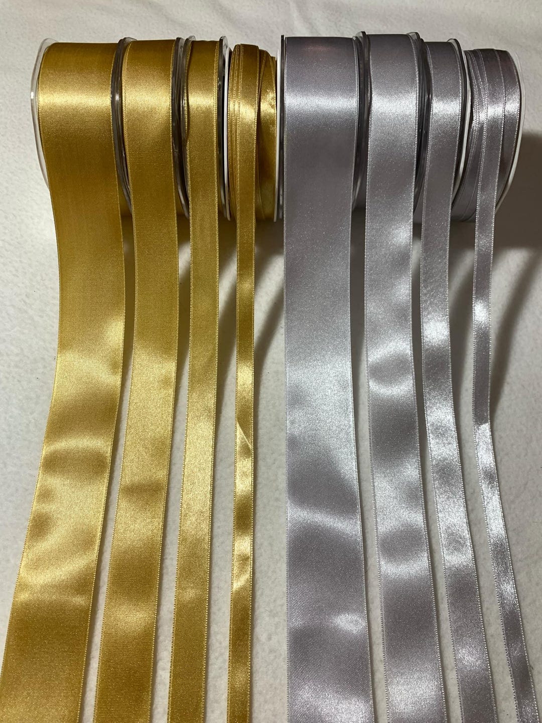 Gold or Silver Double Sided Satin Ribbon - Made in France (4 Widths to ...
