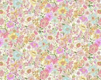 Pink, Lilac & Orange Floral - Yoihana - Cosmo Cotton Broadcloth Fabric