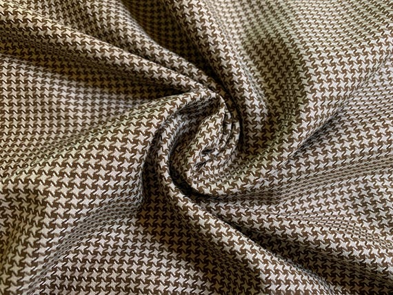 cream satin fabric - Vintage Brown & Cream Micro Houndstooth Jacquard Fabric