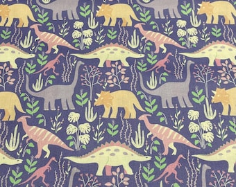 Dinosaur Stories - Land Dinos Purple - Paintbrush Studio Cotton Fabrics