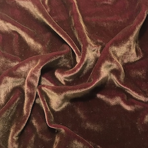 Hand Painted Silk Velvet Fabric - Antique Gold on Antique Rose