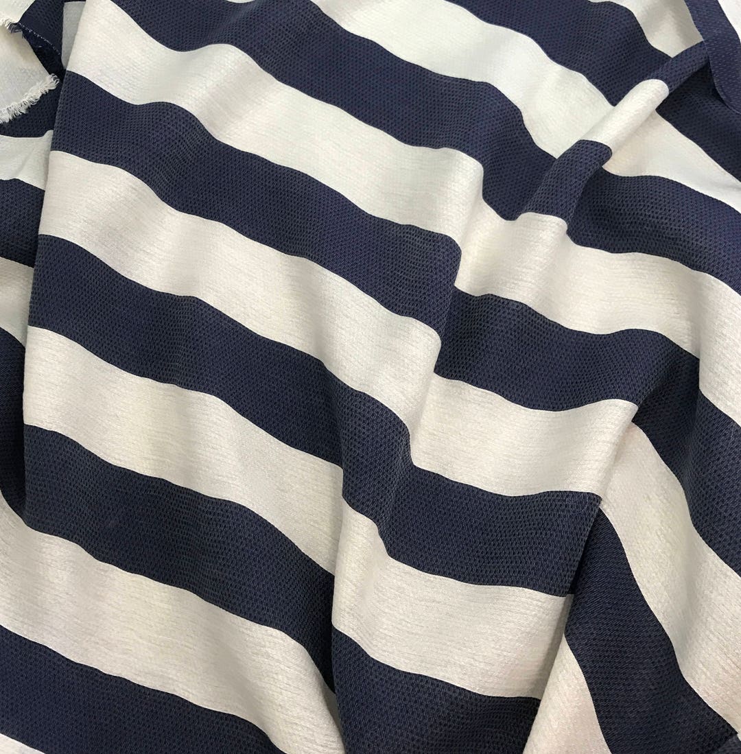 Rayon Woven Fabric Maggy London Cream & Navy Stripe - Etsy
