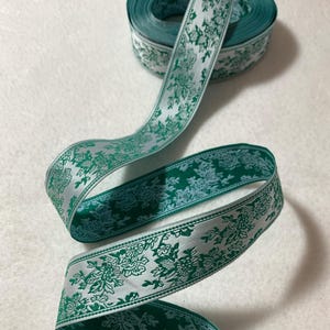 Wanderer Ribbon Burgundy on Green on Gold 3/8 Wanderer Ribbon Burgundy on Green on Gold 3/8