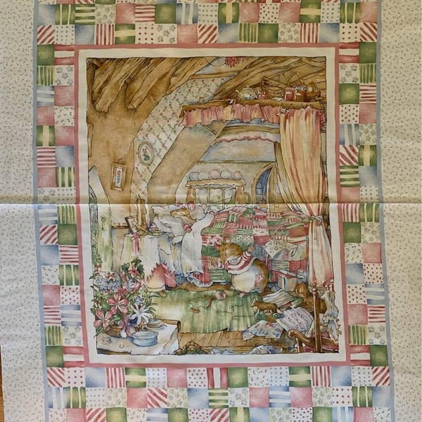 Vintage 1998 Rose & Hubble Brambly Hedge 100% cotton fabric panel