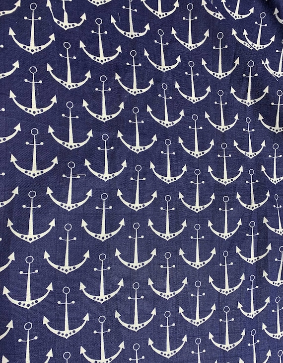 cobalt cotton fabric - Cobalt Anchors - Shannon Embrace - Cotton Double Gauze Fabric