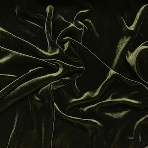 IRIDESCENT GOLDEN GREEN Silk Velvet Fabric