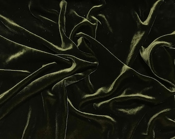 IRIDESCENT GOLDEN GREEN Silk Velvet Fabric
