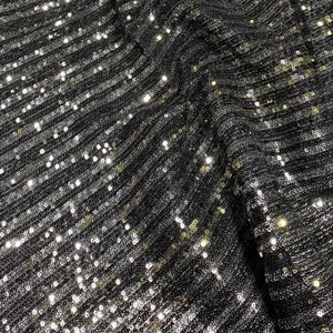 Black & Gold Sequin Stretch Fabric
