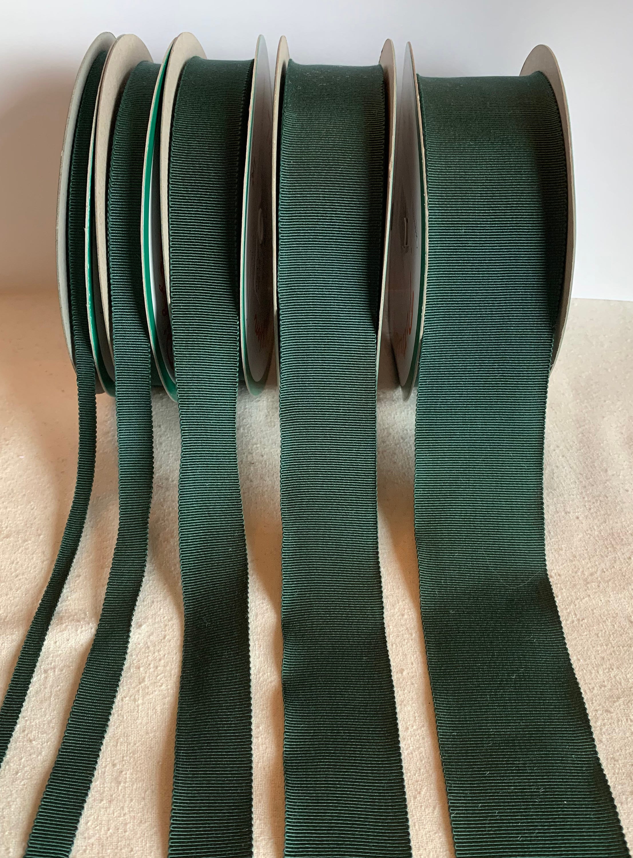 Hunter Green 100% Rayon Petersham Ribbon (5 Widths to choose from)