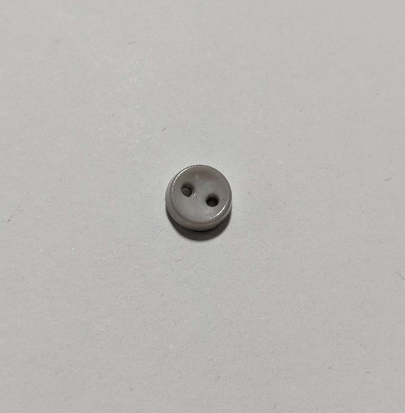 gray none - Gray Tiny Baby or Doll 2 Hole Plastic Button -7mm / 1/4 inch - Dill Buttons -Set of 6