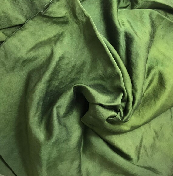 Hand Dyed Moss Green Silk and Cotton Blend SATIN Fabric Etsy