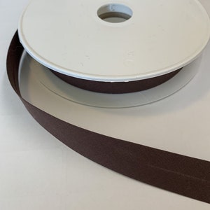SCHOKOBRAUN Poly Cotton Schrägband einfach gefaltet Made in France 3/4 &quot;x 3m