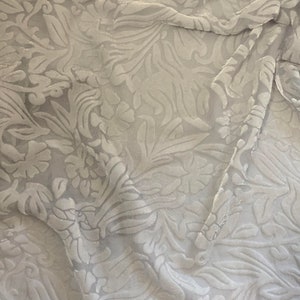 SILVER GRAY Floral Burnout Hand Dyed Silk Velvet Fabric