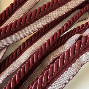 Burgundy Red Lip Cord Braid Gimp Trim made in Turkey 3/8&quot; wide x 2.75 Yard increments