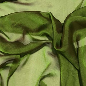 Leaf Green - Iridescent Silk Chiffon Fabric