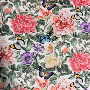 26&quot;x45&quot; Feature Floral White Multi - Botanica - By Michel Design Works for Northcott Studio Fabrics - Remnant Sale