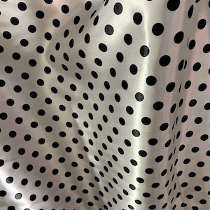 White with Black 1/2" Polka Dots - Faux Silk Polyester Charmeuse Satin Fabric