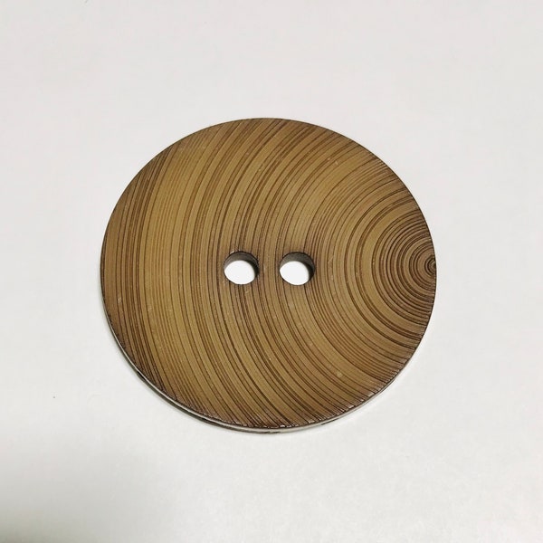 Brown Extra Large Wood Grain Plastic Button - 54mm / 2 1/8 inch - Dill Buttons Brand